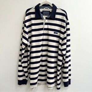 L.L. Bean Black and White Striped Polo Shirt